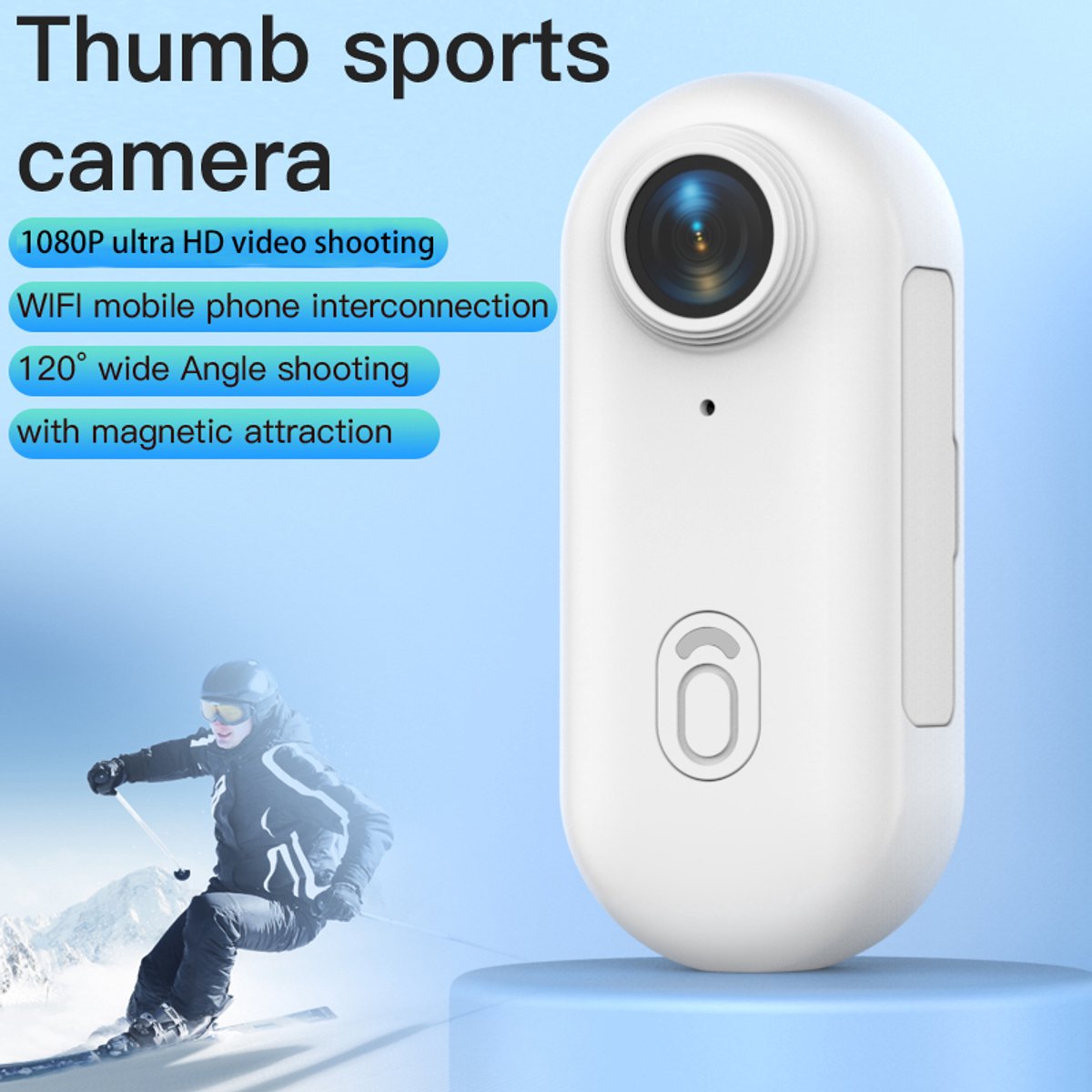 Actiecamera, mini-camera HD 1080p met 360° draaibare clip