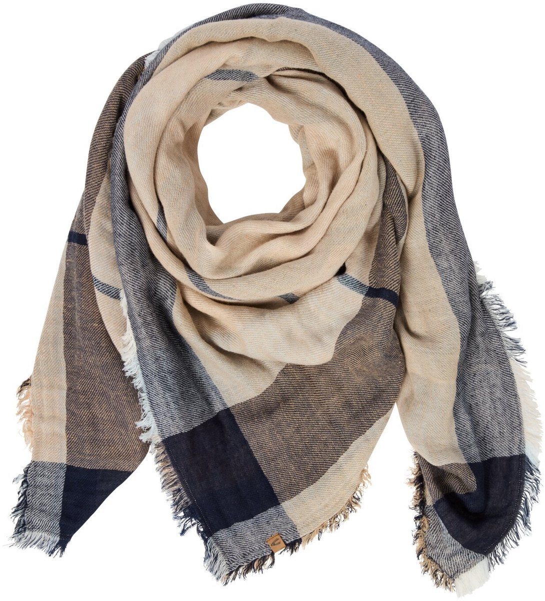 camel active Sjaal van een katoenmix - Maat womenswear-OS - Middernachtblauw