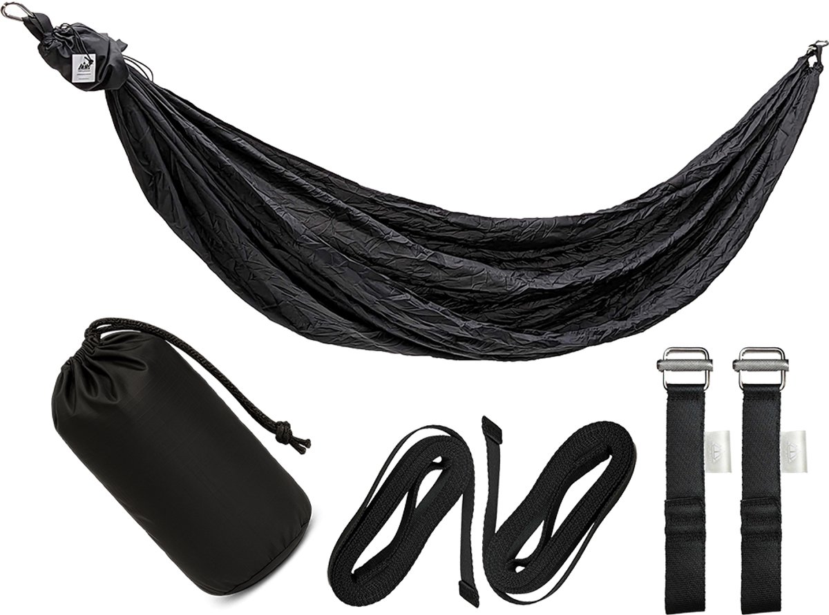 Triplander Classic Combi - Hangmat - Zwart - 490 Gram - 300 Kilo Draagkracht - Inclusief Quick Drag Systeem van 350cm