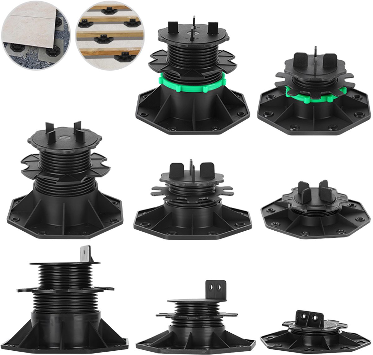 100 stuks - Terrasdragers 72-140mm - Tot 1400 kg - Verstelbare - Eenvoudig te installeren - Vlonderdrager
