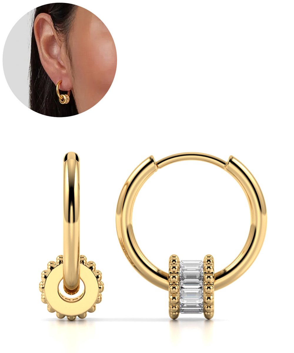 Semyco Oorbellen Dames – Oorringen met hanger 18 mm (medium) - Goudkleurig - Waterproof – Luxe verpakt – Pollux
