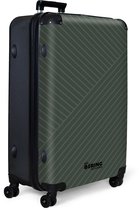 NoBoringSuitcases.com® - Koffer groot - Reiskoffer lichtgewicht - Groen grijs met abstracte lijnen - Vakantie rolkoffer met 4 wielen - Grote trolley XL - Travel suitcase large - 98 - 100 liter bagage - Ruimbagage met TSA slot