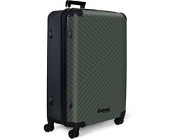 NoBoringSuitcases.com NoBoringSuitcases.com® - Koffer groot - Reiskoffer lichtgewicht - Groen grijs met abstracte lijnen - Vakantie rolkoffer met 4 wielen - Ruimbagage met TSA slot