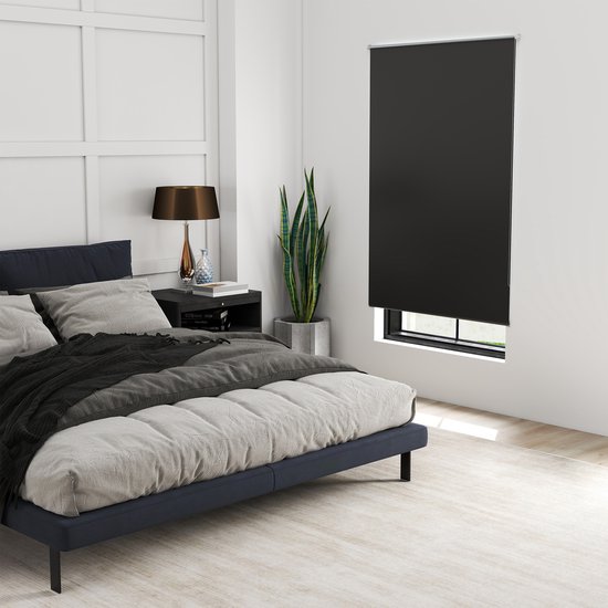 Stores à rouleau occultant - Embouts - Résistant aux UV - Isolant thermique - 90 x 210 cm - Zwart