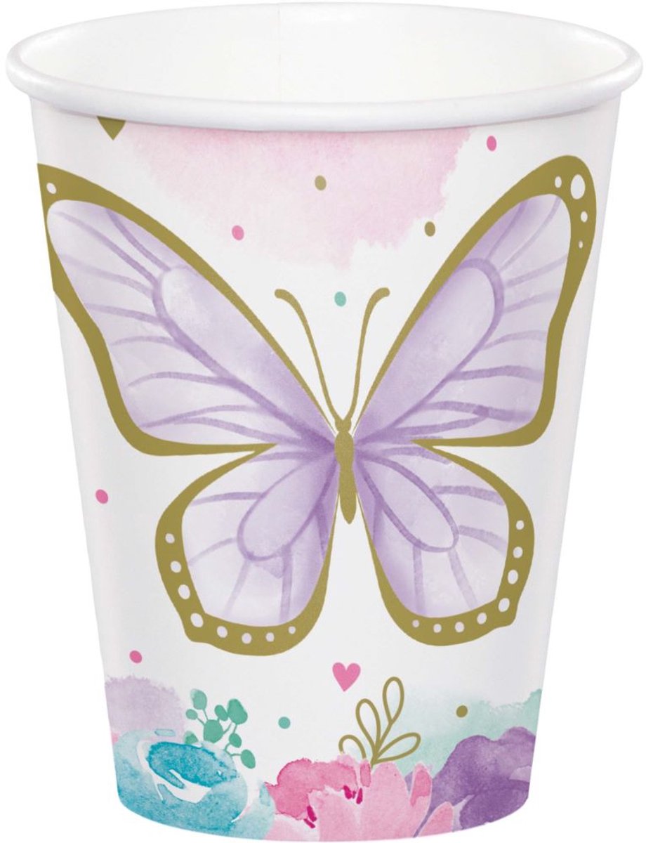 Wegwerpbeker Vlinder - 8 stuks - Partycreations