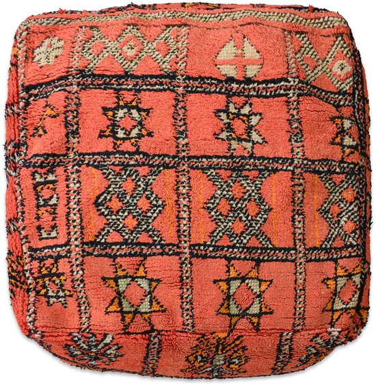 Poufs&Pillows Coussin de sol kilim marocain - Uniek et fait main - 60x60x20 CM - Livré rempli - Coussin palette coloré k809