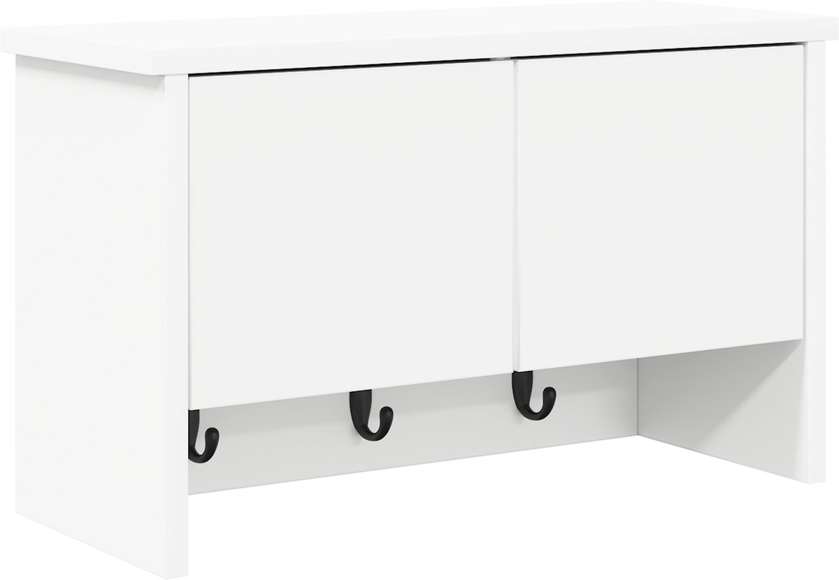 vidaXL - Wandgemonteerde - kapstok - Wit - 50 - x - 20 - x - 30 - cm - Bewerkt - hout