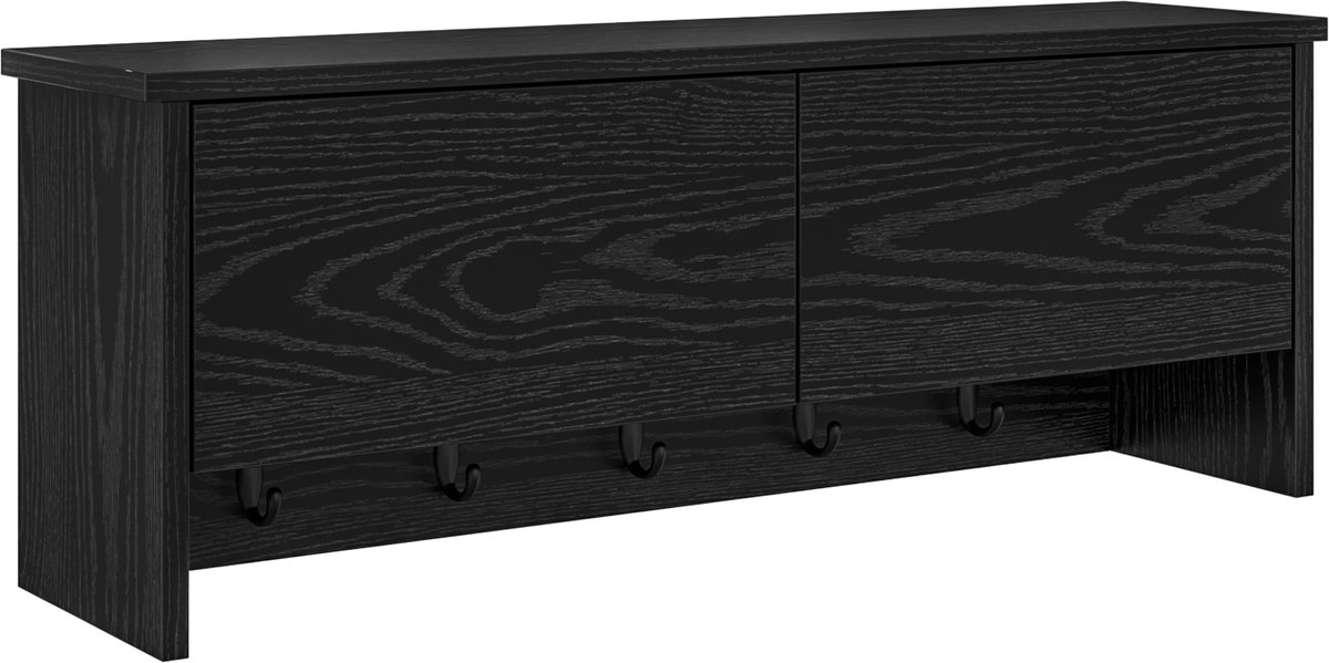vidaXL - Wandgemonteerde - kapstok - met - plank - Zwart - Eiken - 80 - x - 20 - x - 30 -