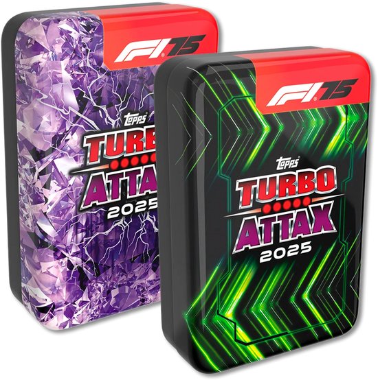 Topps Turbo Attax Formula 1® 2025 - Mega Tin - Lightning Lids – Contient 66 Cartes Dont 6 Éditions Limitées Et 4 Cartes Exclusives 'Lightning Lids