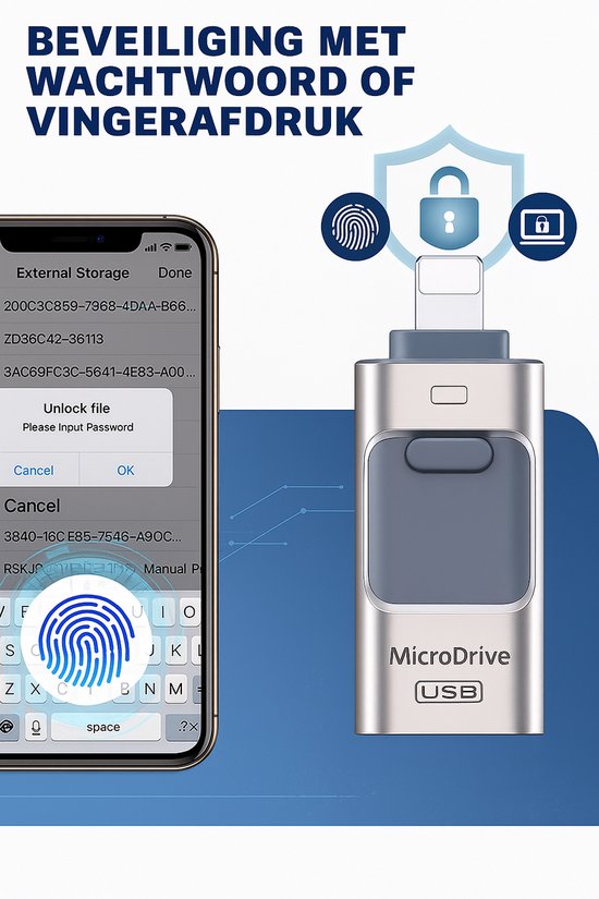MicroDrive 4-in-1 Flash Drive - 64GB - compact en duurzame USB stick | bol