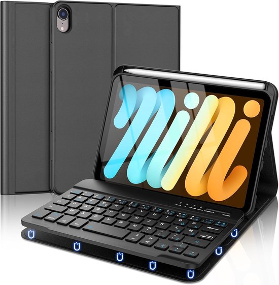 Toetsenbordhoes voor iPad Mini 7 (2024) & Mini 6 (2021) 8.3, Magnetisch Afneembaar Draadloos Toetsenbord met Bluetooth Muis,Geel