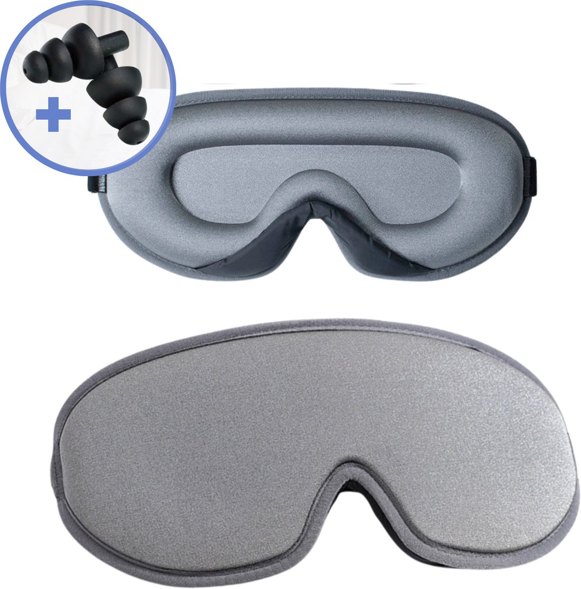 Bol.com Hilvard - Slaapmasker - Oogmasker - Inclusief Slaap oordopjes - 100% Verduisterend - Verstelbaar - Ergonomisch - Grijs aanbieding