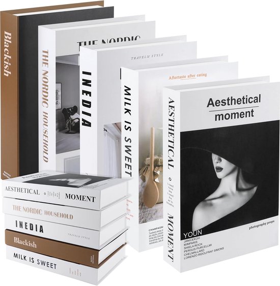 Moderne Woondecoratie Boeken 3 Stuks Decoratieve Kunstboeken - Nep Boeken Voor Op De Kast, Zwart-Wit Design, Hardcover Decoratieve Boeken
