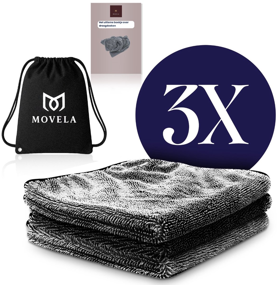 Microvezeldoekjes - Microvezel - 3 stuks - Goede Kwaliteit - 800 GSM - Wasbaar - Goede Maat 60 / 40 cm. - Keuken/Badkamer/Auto/ Beeldscherm - Streeploos Schoon - Grijs - Sterk Absorberend