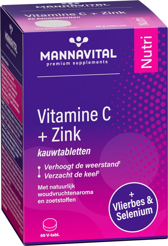Mannavital Vitamine C + Zink 60 Gecomprimeerde tabletten