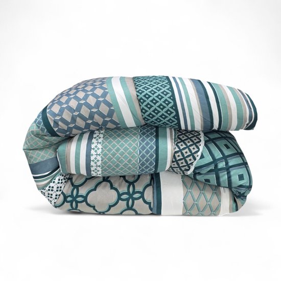 Dekbed imprimée - Sans housse (2 en 1) - Recto verso - 240 x 220 cm - Blue Moderne / Zigma