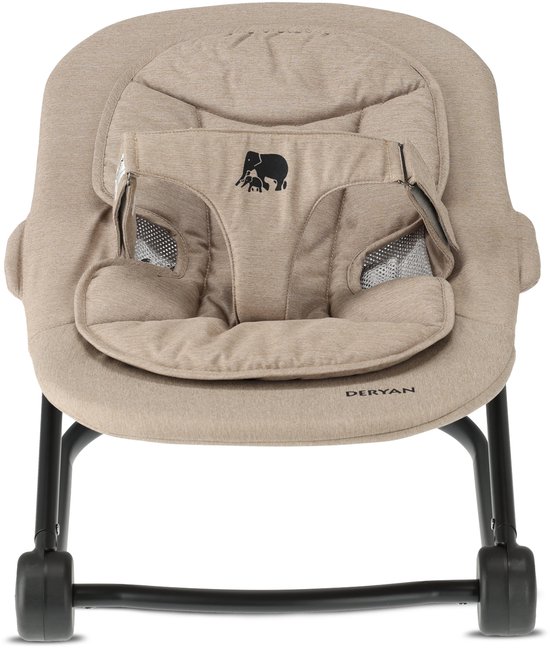 Chaise haute de Luxe Deryan avec transat - Chaise haute évolutive - Pliable - Zwart - Avec transat Nougat