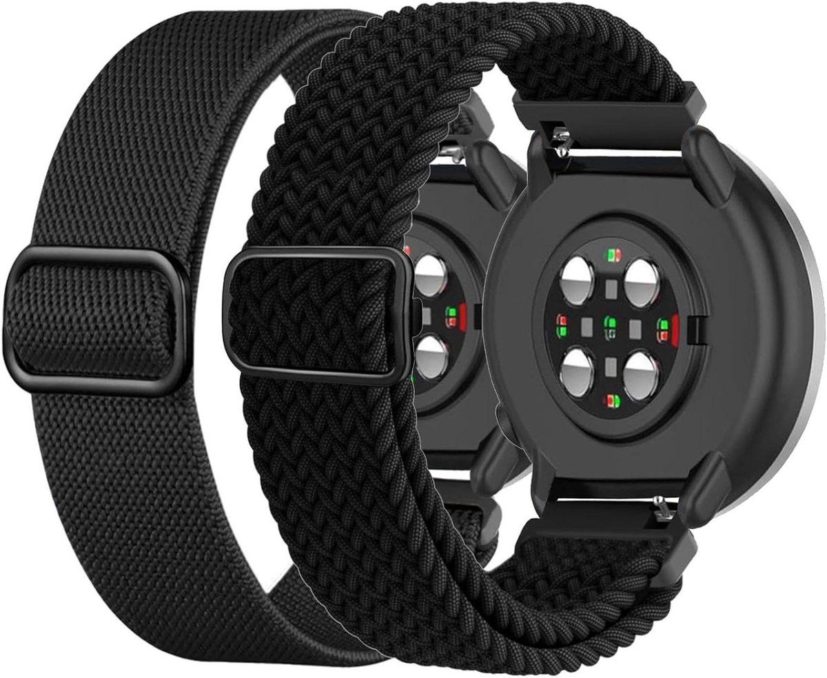 Smoakez - Elastische Nylon Band voor 20mm Horloge - Compatibel met Polar Ignite-Unite-Pacer - Geweven Loop Armband voor Mannen en Vrouwen - Zwart