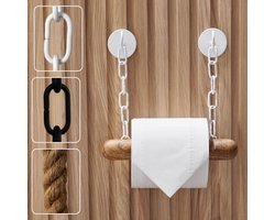 DEKAZIA® Toiletrolhouder van hout | Toiletrolhouder zonder boren | Toiletrolhouder voor toiletpapier | Toiletrolhouder | Toiletrolhouder | Badkameraccessoires | Toiletrolhouder wit