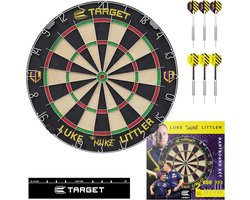 Target Darts Luke Littler Dartbord Set | Player Edition 'The Nuke' Dartbord Set met 2 Sets Steel Tip Darts, Wedstrijd Standaard Werplijn | Professionele Dart Opstelling & Accessoires
