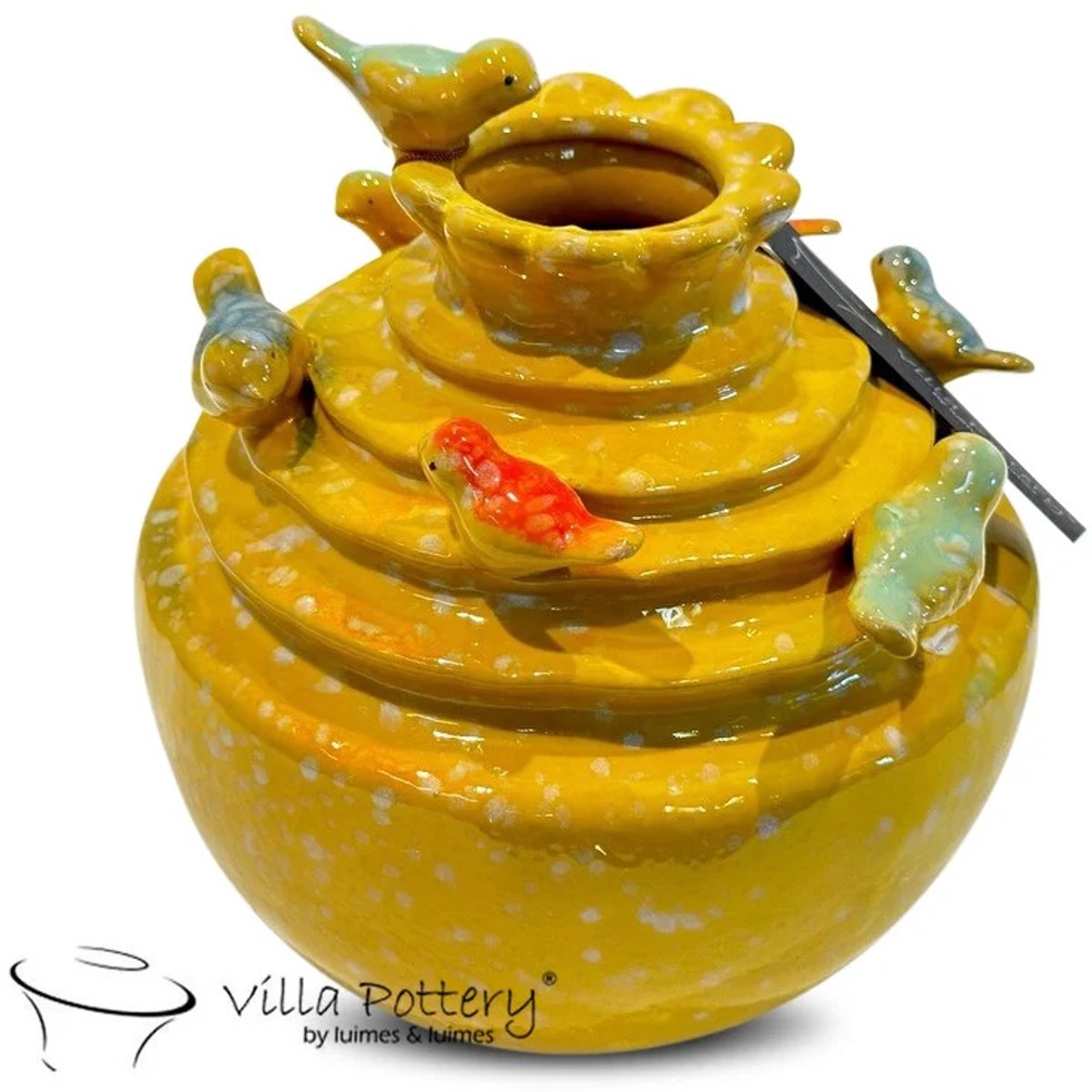 Villa Pottery Gele Vogel Vaas Grenada D17xH17 geel
