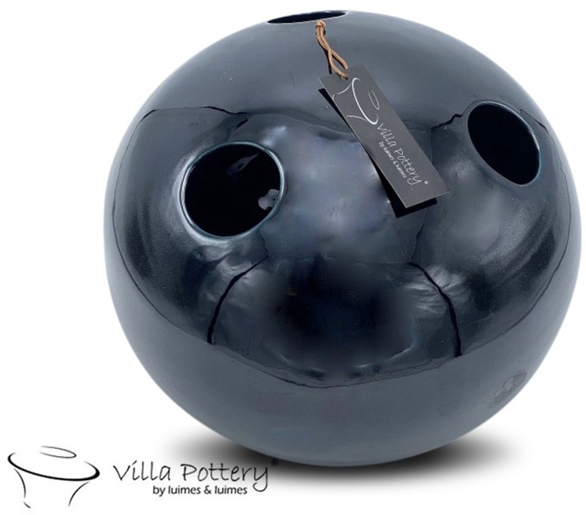 Villa Pottery Marrakech Vaas Blauw Zwart D25 x
