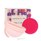Luxe herbruikbare Menstruatie Disc met Hoesje - MenstruatieDisc - Menstruatiedisk - Menstruatie - Ziggy cup - Disk - Menstrueren - Zero Waste - Baby Roze - Maat L