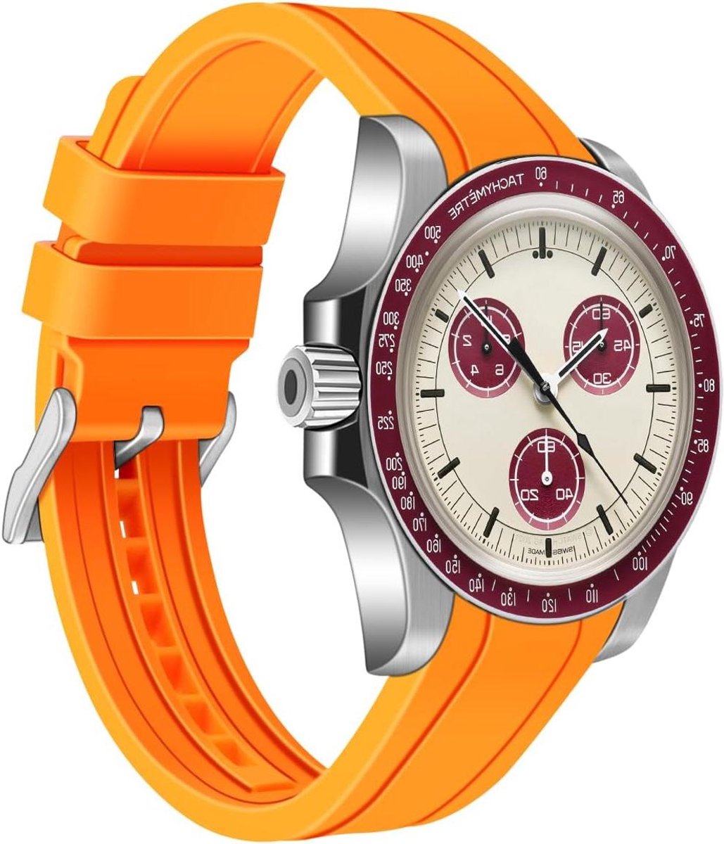 Allecto Premium - Universele siliconen horlogeband 20 mm 22 mm voor sportieve Moonswatch - Meerdere kleuren - Heren en dames - Zacht rubber - Reservebandje