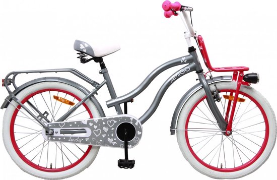 Amigo Lovely - Kinderfiets 20 inch - Meisjesfiets - Verstelbaar - Grijs