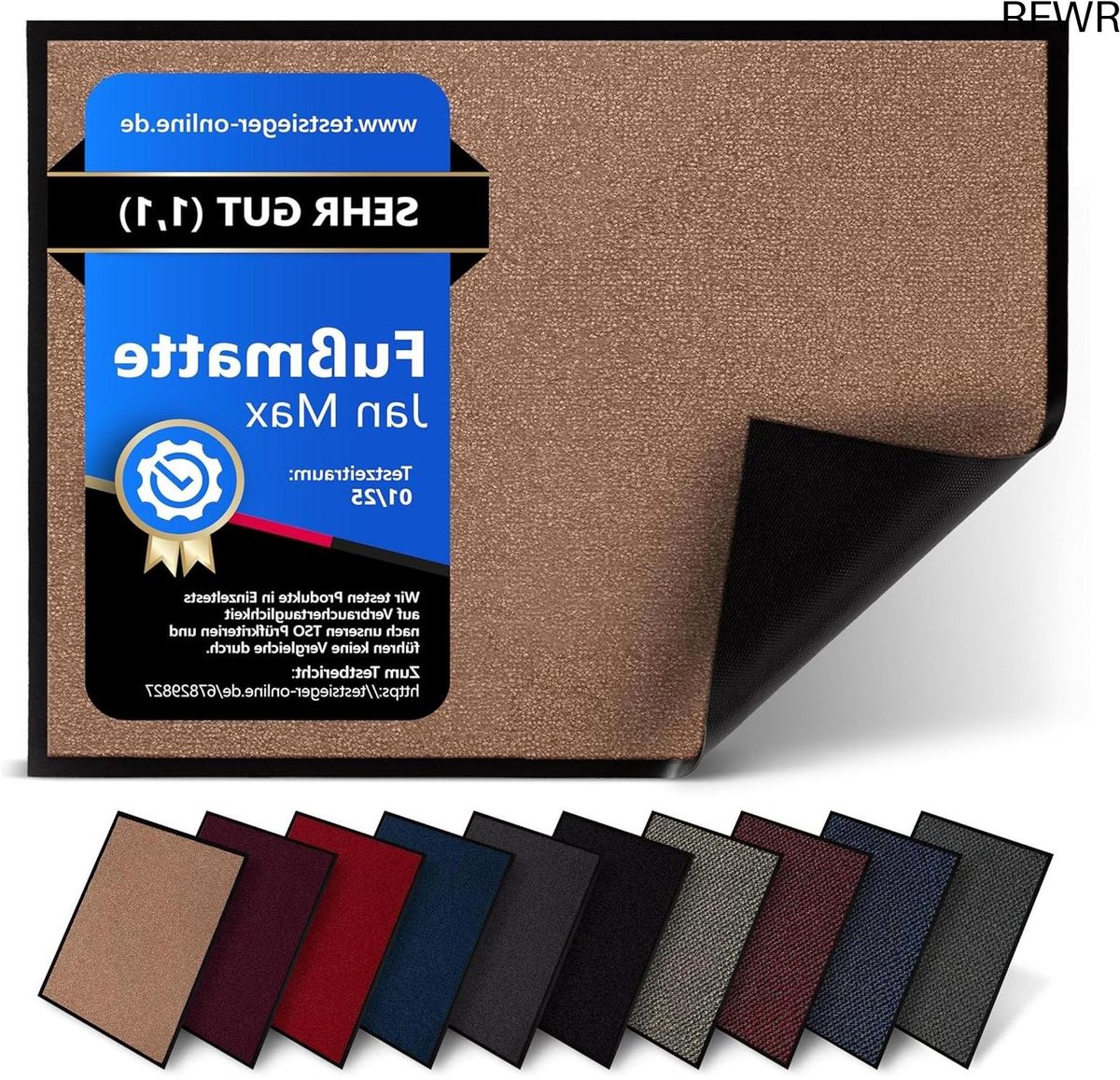RFWR Vuilvangmat 40 x 60 cm - 8 kleuren - 2900g/m2 Pluizig Velours - Schoonloopmat met Hoge Vochtopname grijs, antraciet, zwart