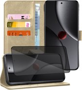 Hoesje geschikt voor Xiaomi 15 Ultra - Privacy Screenprotector Volledig Dekkend Glas - Portemonnee Book Case Goud