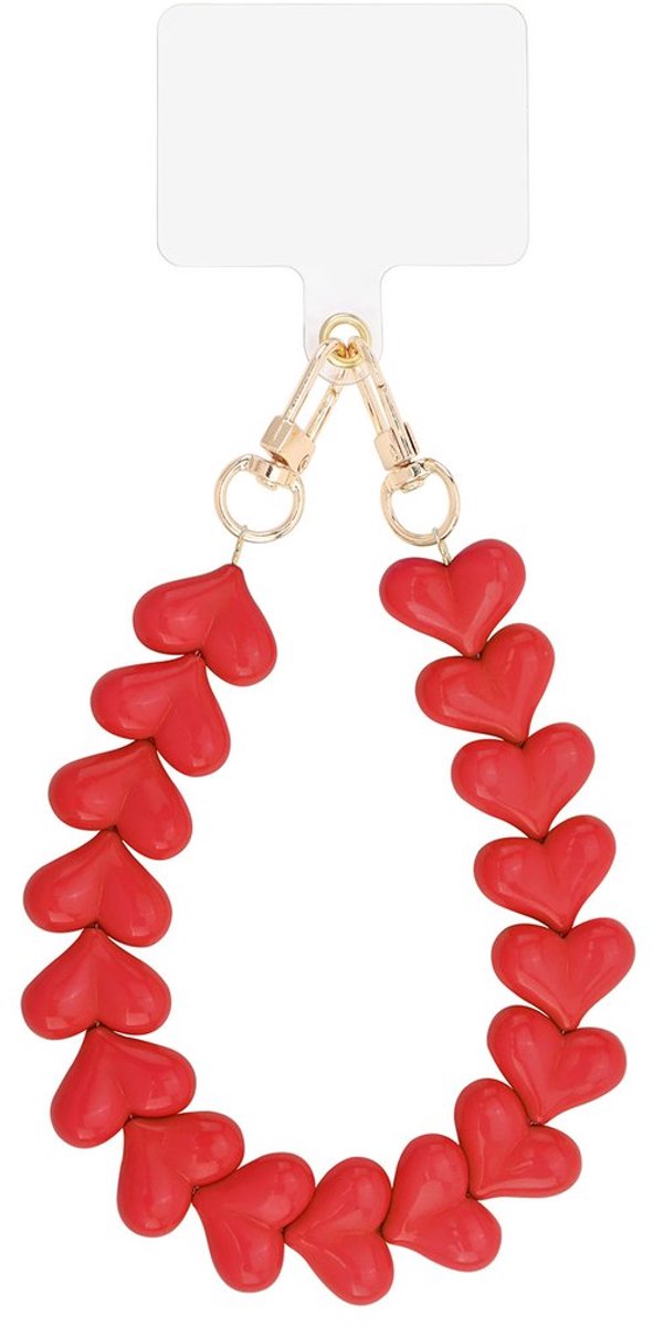 telefoon koord - red - mobiel koord hart- phone cord hearts rood