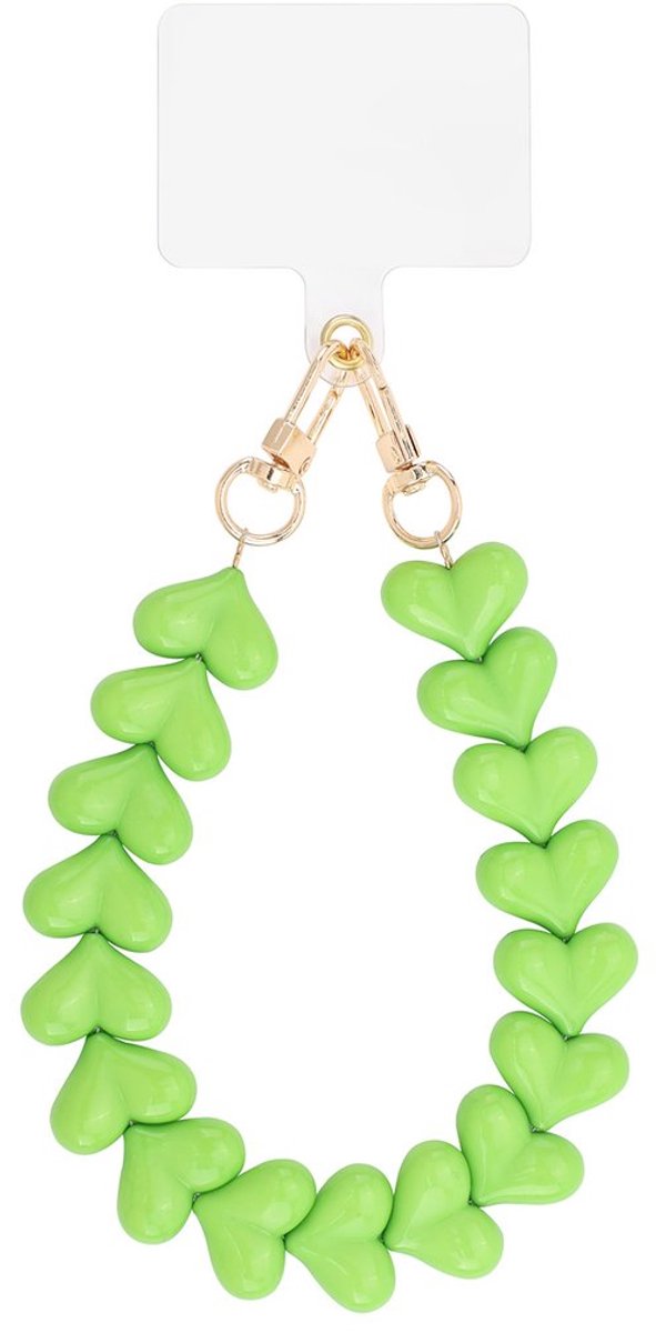 telefoon koord - groen - mobiel koord hart- phone cord hearts Green