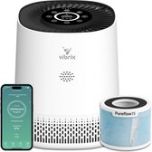 Vibrix PureFlow15 luchtreiniger met APP - 15 m² - Automatische stand + 6-in-1 filtersysteem - Luchtkwaliteitsindicator - Ionisator - Luchtfilter - Air purifier met HEPA-filter