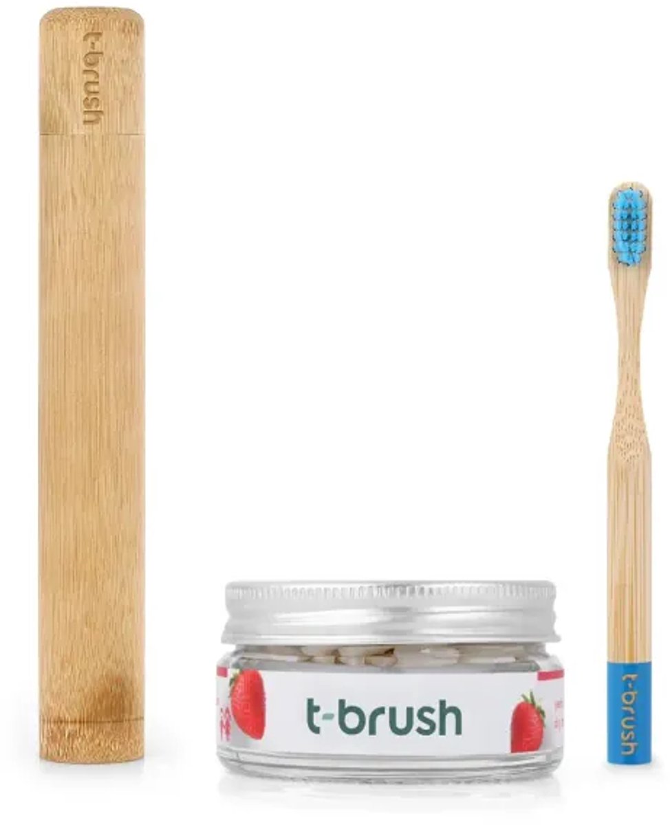 t-brush | Natuurlijke Tandverzorgingsset voor Kinderen – Blauw – Large