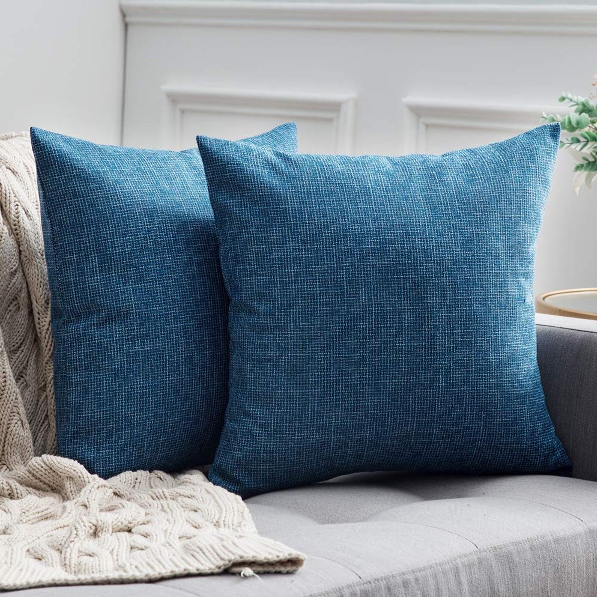 Ibenzoa Kussenhoes Set van 2 met Stijlvolle Kruispatroon voor Huisdecoratie en Comfort blauw