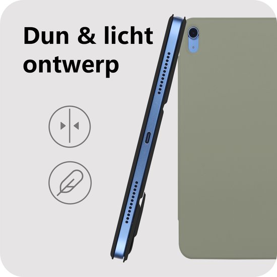 Étui pour tablette Cazy compatible avec Apple iPad 2025 (11e génération) / iPad 2022 (10e génération) 11 pouces - Fonction Sleep/réveil - Fixation magnétique - Vert Sage