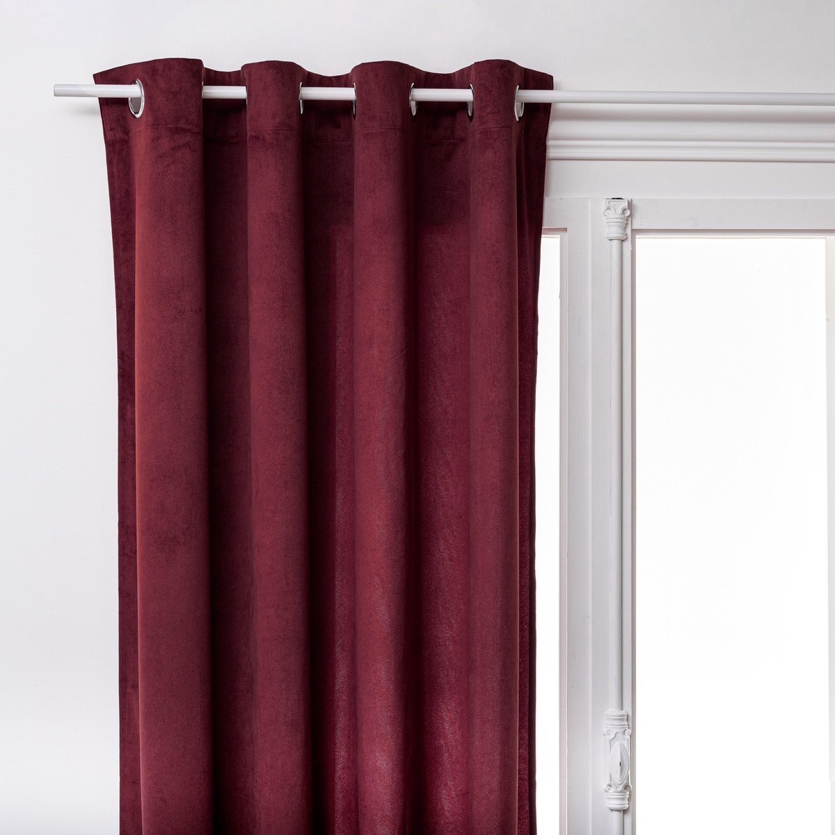 Atmosphera Lilou gordijn 140 x 260 cm - Kant en klaar met ringen - Gordijn raambekleding - Granaatrood