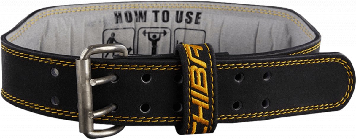 Chiba 40810 Leather Training Belt (Black/Gold) XS - Accessoires - Riemen