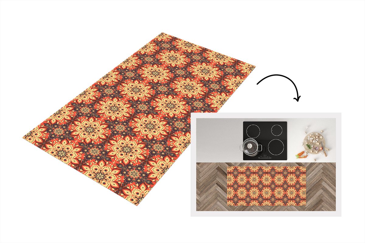 KitchenYeah Keukenloper 120x60 cm - Keukenmat vinyl Mandala - Bohemian - Design - Keukenmatten loper - Keuken vloerkleed tapijt