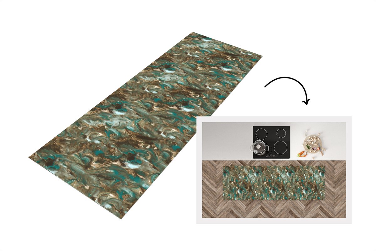 KitchenYeah Keukenloper 150x50 cm - Keukenmat vinyl Luxe - Marmer print - Patronen - Verf - Keukenmatten loper - Keuken vloerkleed tapijt