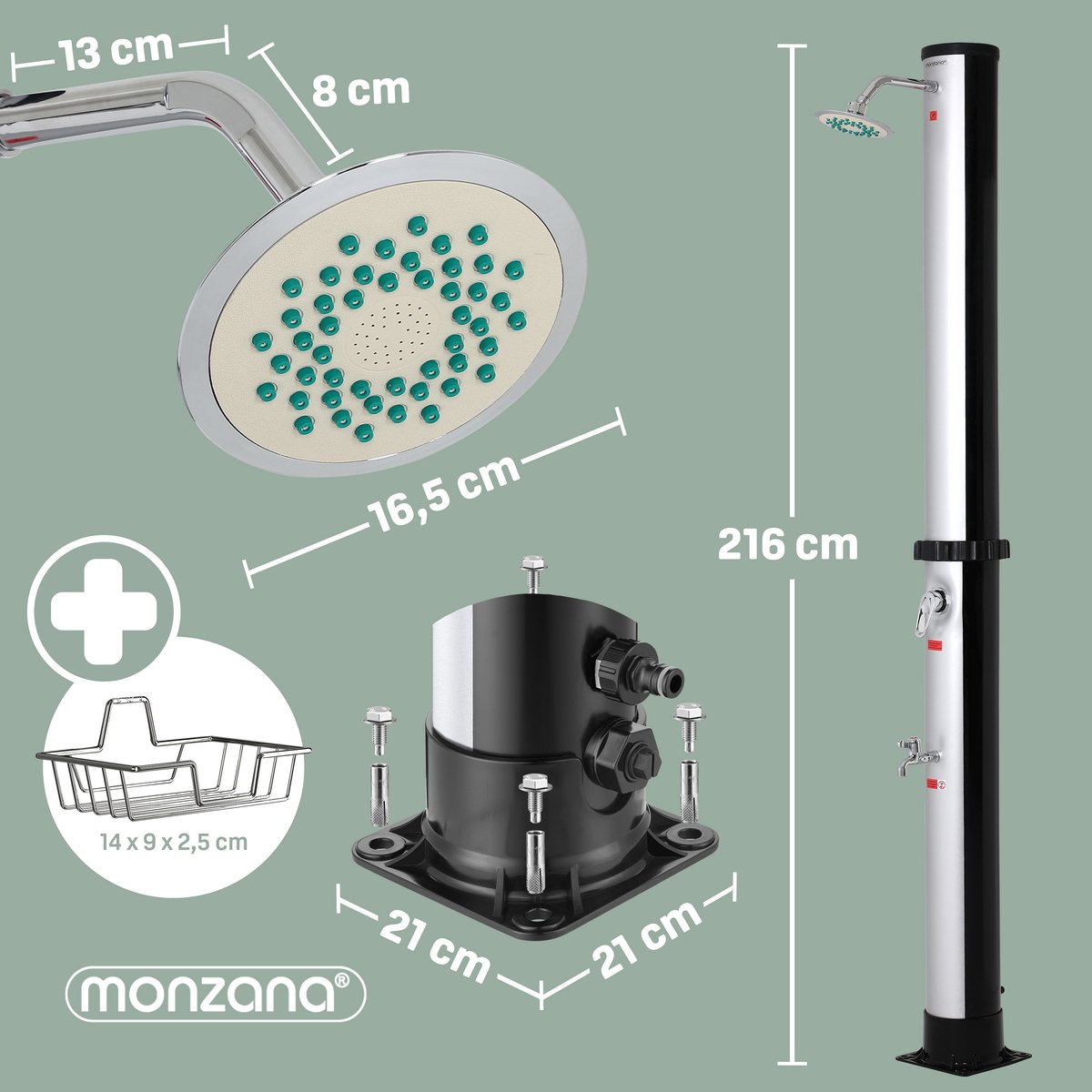 Monzana Buitendouche 35L Solar UV-Bestendig 60°C Zwart