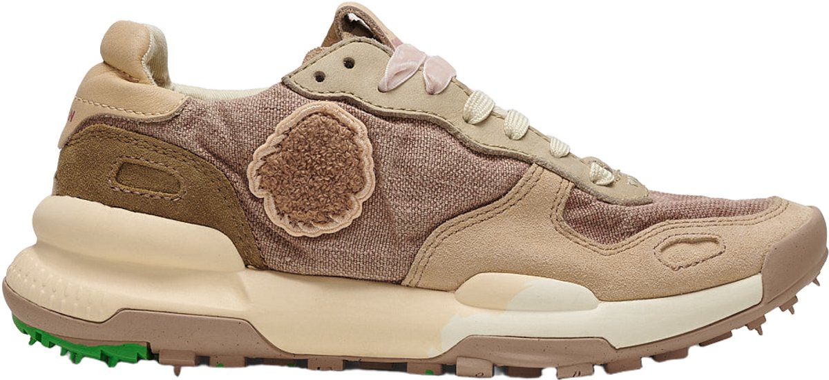 Satorisan - Chacrona Linen - Casual Sneakers Vrouwen - Vintage Leer en linnen Sneakers - Kleur Lake Taupe - Maat 39