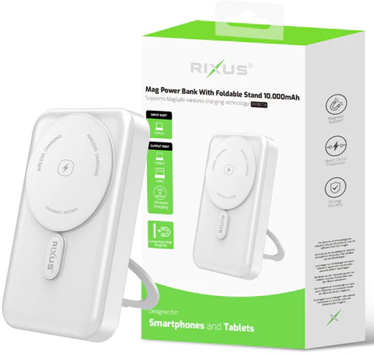 Rixus RXPB71A Powerbank 10000mAh met Opvouwbare Stand - afbeelding 2