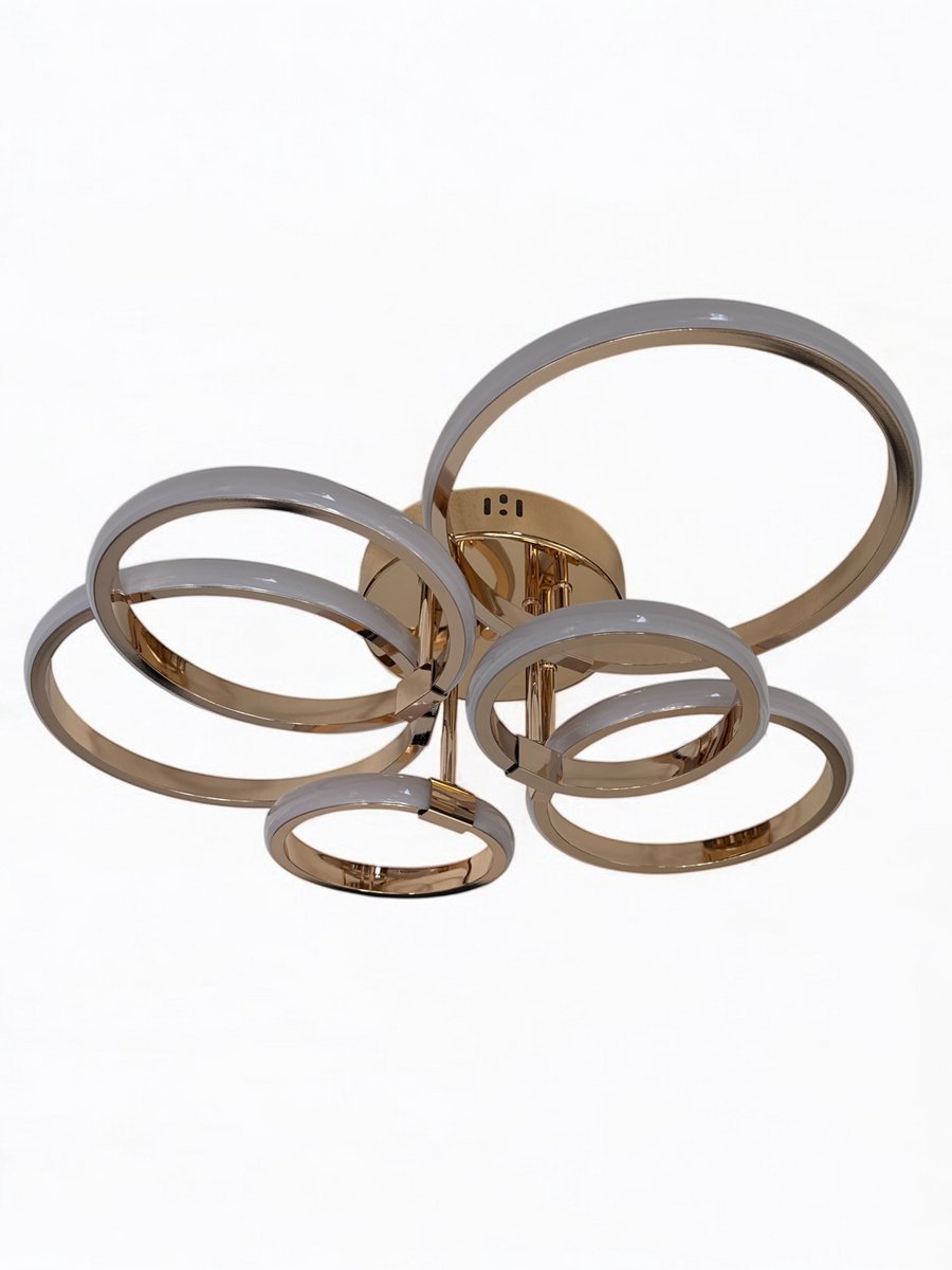 Kadirelli Plafondlamp - 6 LED Ringen - Wit / Rosé Goud