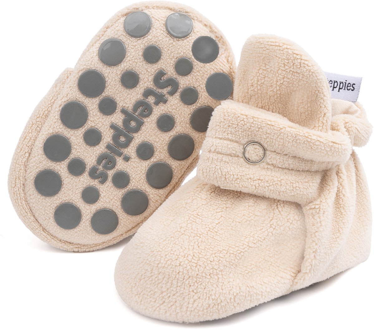 Steppies - Babyslofjes Antislip voor Jongens en Meisjes - Beige - 12-18 Maanden (13cm) - Schoenmaat 20-21 - Stappertjes