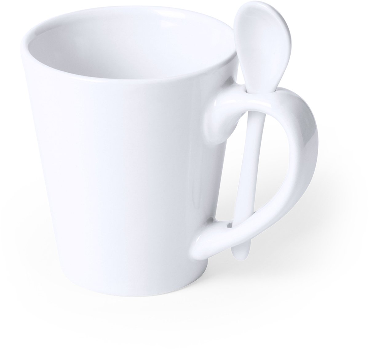 2 keramische mokken met lepel verwerkt in handvat 350ml model Kaffir. Geschikt voor sublimatie