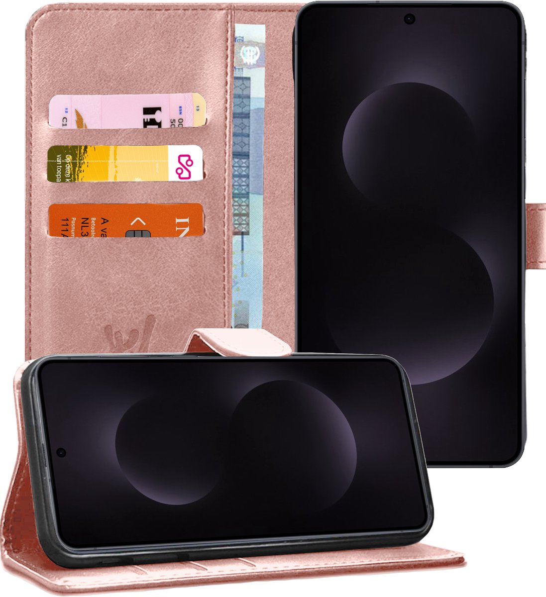 Hoesje geschikt voor Samsung Galaxy S25 Edge - Portemonnee Book Case Rosegoud
