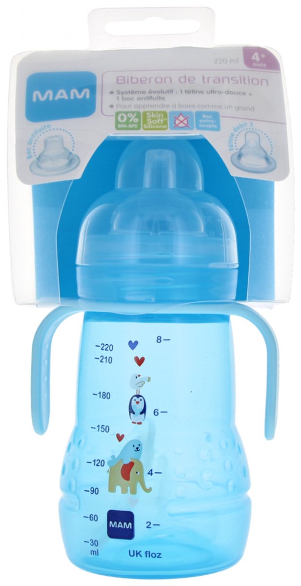 Goedkoopste Flesje MAM Transition Blauw 220 ml