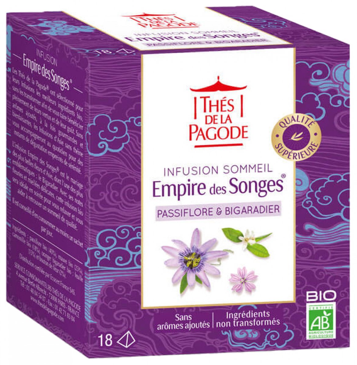 Thes de la Pagode - Kruidenthee Empire des Songes - bevorderd goede nachtrust - Biologisch (18 theezakjes)